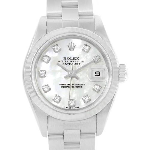 Photo of Rolex Datejust MOP Diamond Dial Steel White Gold Ladies Watch 79174