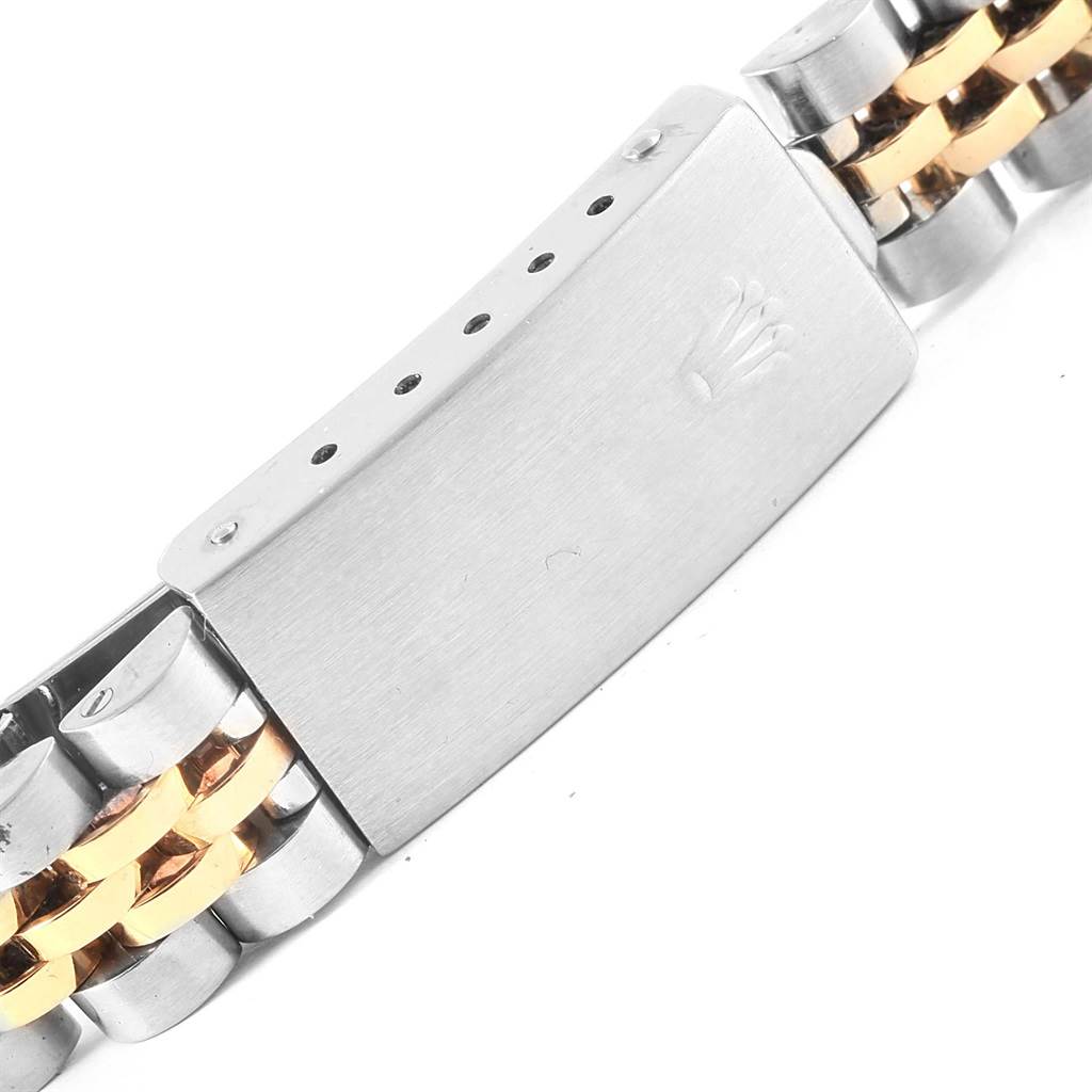 This image shows the clasp and bracelet of a Rolex Datejust 69163 Women's Stainless Steel Champagne Dial 69163 Women's Stainless Steel Champagne Dial watch.
