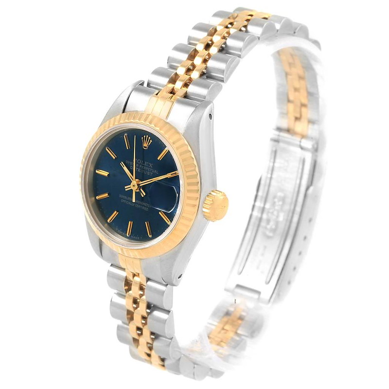 Rolex Datejust 26 Steel Yellow Gold Blue Dial Ladies Watch 69173 Box Papers SwissWatchExpo