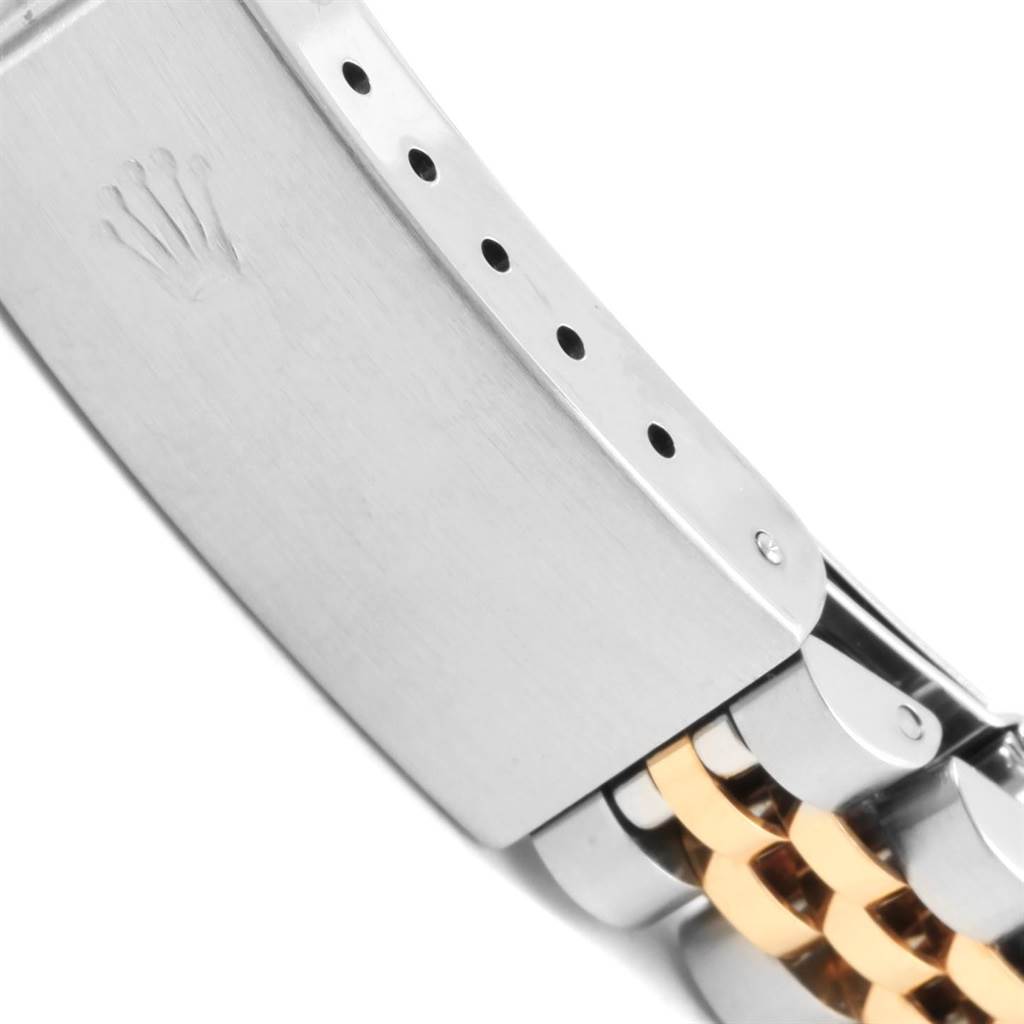 The image shows a close-up of the clasp and part of the bracelet on a Rolex Datejust 69173 Women's Stainless Steel Champagne Dial 69173 Women's Stainless Steel Champagne Dial watch.