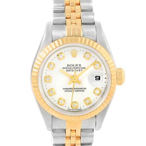 Photo of Rolex Datejust Yellow Gold Steel White Diamond Dial Ladies Watch 69173