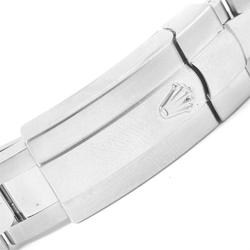This image shows the clasp of a Rolex Datejust 179174 Women's Stainless Steel White Dial 179174 Women's Stainless Steel White Dial watch, featuring the brand's logo.