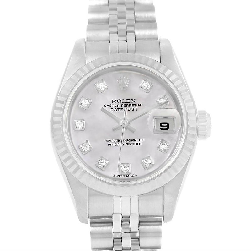 Rolex Datejust Ladies Steel 18k White Gold MOP Dial Watch 79174 SwissWatchExpo