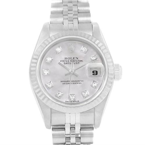 Photo of Rolex Datejust Ladies Steel 18k White Gold MOP Dial Watch 79174