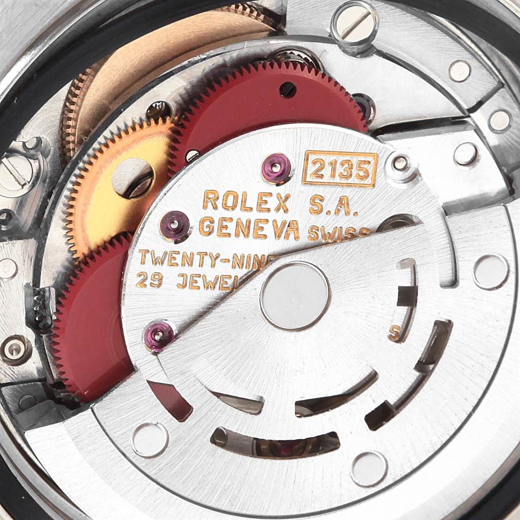 The image shows the inner mechanical movement of a Rolex Datejust 69173 Women's Stainless Steel Champagne Dial 69173 Women's Stainless Steel Champagne Dial watch, viewed from the back case.