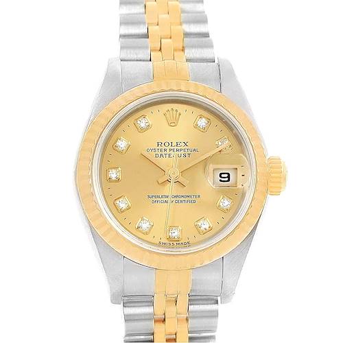 Photo of Rolex Datejust 26mm Yellow Gold Steel Diamond Dial Womens Watch 69173