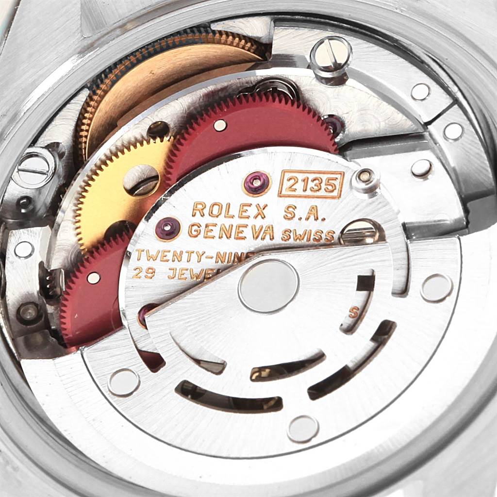 This image shows the internal movement mechanism of a Rolex Datejust 69173 Women's Stainless Steel Champagne Dial 69173 Women's Stainless Steel Champagne Dial watch, focusing on its gears and Swiss-made components.