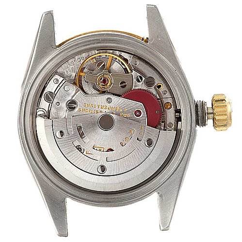 This image shows a top-down view of the inner mechanical movement of a Rolex Datejust 69173 Women's Yellow Gold Champagne Dial 69173 Women's Yellow Gold Champagne Dial watch.