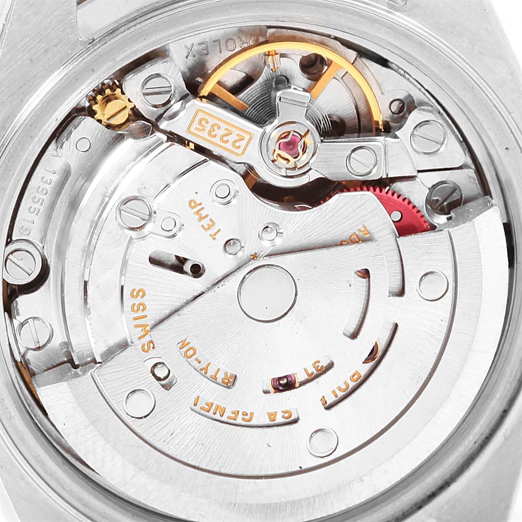 This image shows the internal movement mechanism of a Rolex Datejust 79174 Women's Stainless Steel Blue Dial 79174 Women's Stainless Steel Blue Dial watch, viewed from the back.