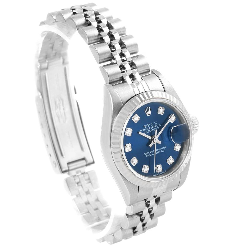 Rolex Datejust Steel White Gold Blue Diamond Dial Ladies Watch 79174 ...