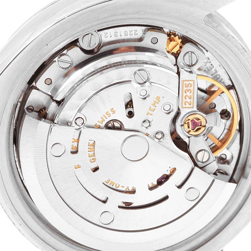 This image shows the internal mechanics of the Rolex Datejust 179174 Women
s Stainless Steel Silver Dial 179174 Women
s Stainless Steel Silver Dial watch, including gears and the rotor, viewed from the back.