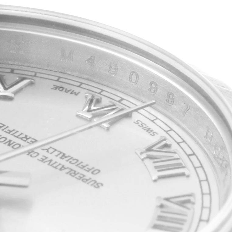 The close-up image shows part of the dial, Roman numerals, and serial number of a Rolex Datejust 179174 Women
s Stainless Steel Silver Dial 179174 Women
s Stainless Steel Silver Dial watch.
