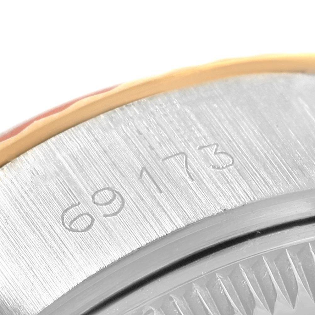 The image shows the model number on the side of the case of a Rolex Datejust 69173 Women's Stainless Steel Champagne Dial 69173 Women's Stainless Steel Champagne Dial watch.