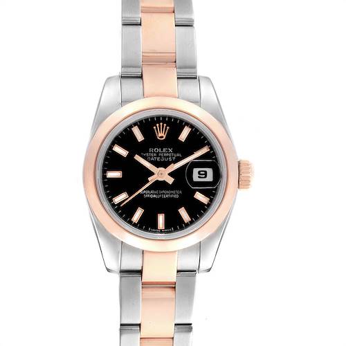 Photo of Rolex Datejust 26 Steel EveRose Gold Black Dial Ladies Watch 179161
