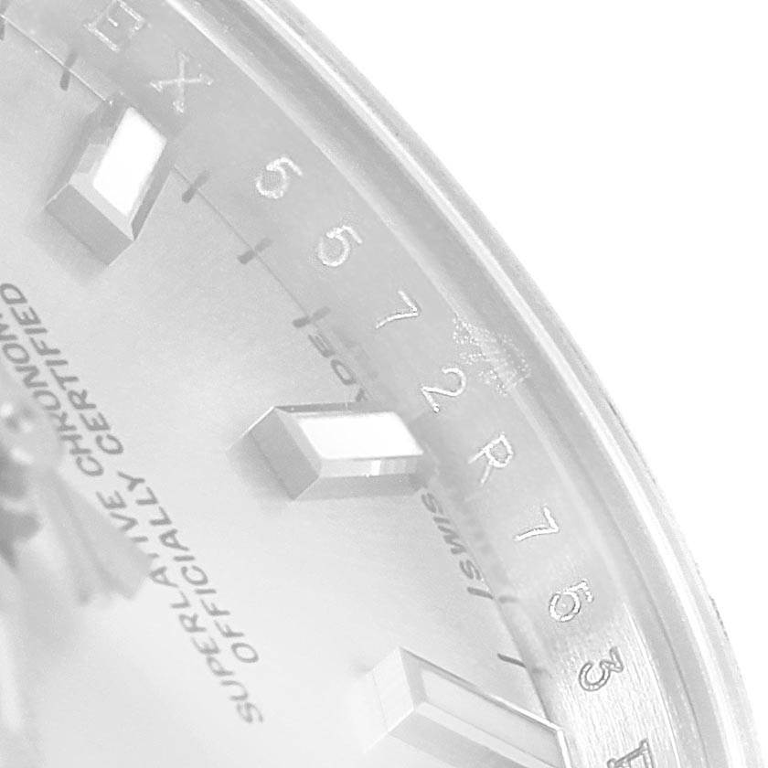This image shows a close-up of the dial and indices of a Rolex Datejust 179174 Women's Stainless Steel Silver Dial 179174 Women's Stainless Steel Silver Dial watch.
