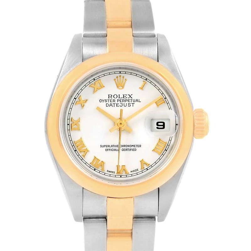 Rolex Datejust Steel Yellow Gold White Dial Ladies Watch 79163 SwissWatchExpo