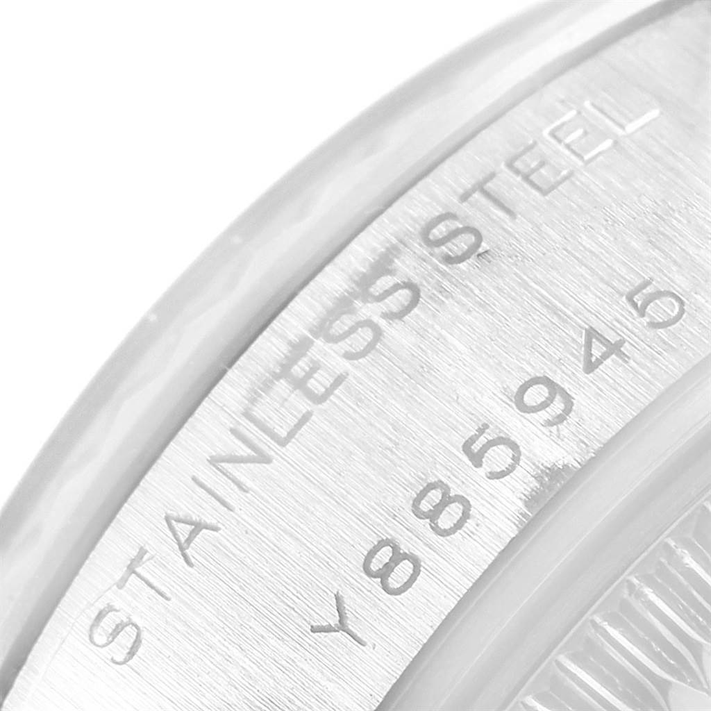 This is a close-up of the stainless steel case back with serial numbers of the Rolex Datejust 79174 Women
s Stainless Steel Silver Dial 79174 Women
s Stainless Steel Silver Dial watch.