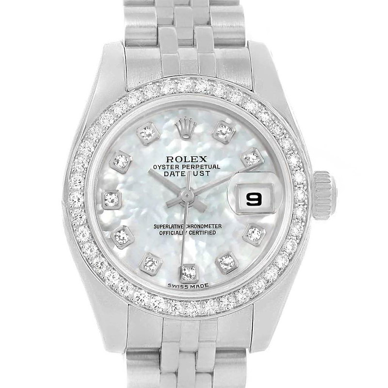 Rolex Datejust 26 Steel White Gold MOP Diamond Watch 179384 Box Card SwissWatchExpo