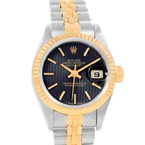 Photo of Rolex Datejust 26 Steel Yellow Gold Black Tapestry Dial Ladies Watch 79173