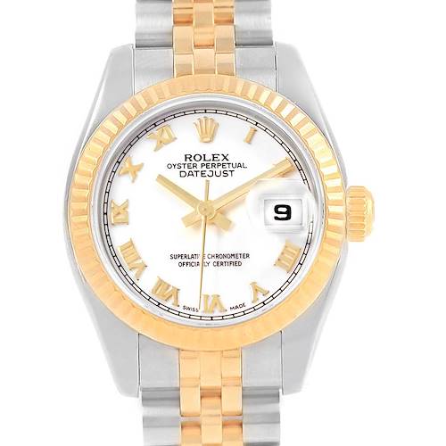 Photo of Rolex Datejust Steel Yellow Gold White Roman Dial Ladies Watch 179173