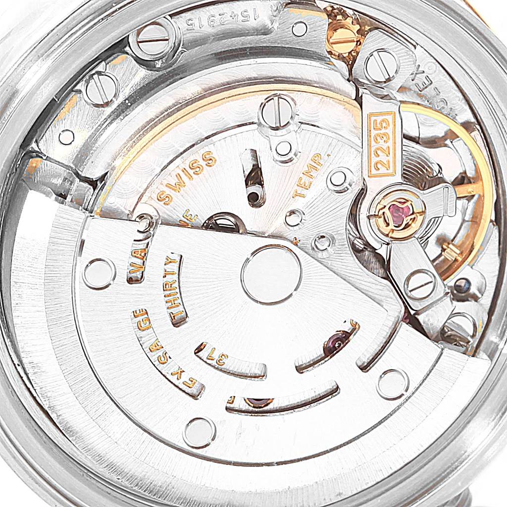This image shows the intricate inner mechanism of a Rolex Datejust 79173 Women's Stainless Steel Silver Dial 79173 Women's Stainless Steel Silver Dial, highlighting the movement components.