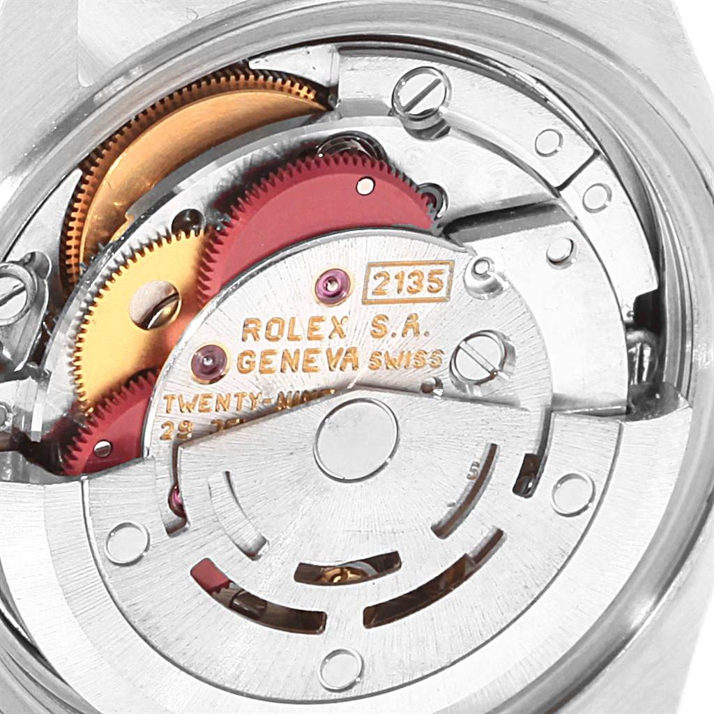 This image shows the internal movement mechanism parts of a Rolex Datejust 69173 Women's Steel and Gold (two tone) Blue Dial 69173 Women's Steel and Gold (two tone) Blue Dial watch, viewed from the back.