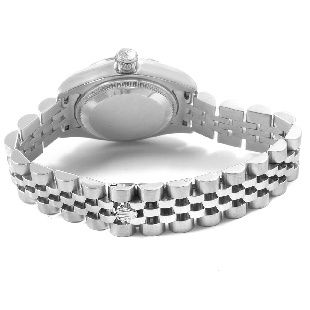 The image shows the back case and partially extended metal bracelet of a Rolex Datejust 179174 Women's Steel and Gold (two tone) Silver Dial 179174 Women's Steel and Gold (two tone) Silver Dial watch.