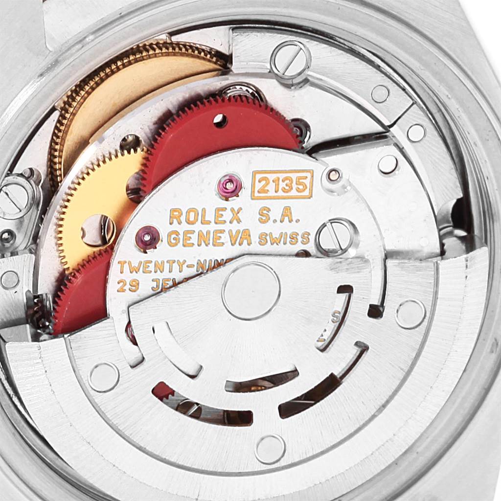 The image shows a close-up of the movement mechanism of a Rolex Datejust 69173 Women's Stainless Steel Black Dial 69173 Women's Stainless Steel Black Dial watch.