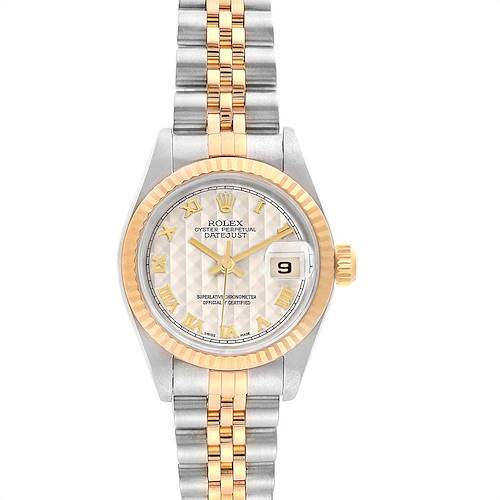 Photo of Rolex Datejust Steel Yellow Gold Pyramid Roman Dial Ladies Watch 69173