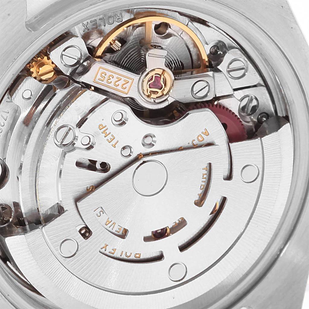 This image shows the internal movement components of a Rolex Datejust 179174 Women
s Stainless Steel Silver Dial 179174 Women
s Stainless Steel Silver Dial watch, viewed from the back.