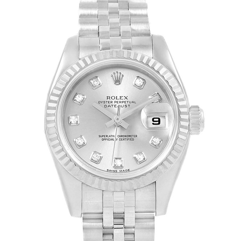 Rolex Datejust Steel White Gold Diamond Ladies Watch 179174 Box Card SwissWatchExpo