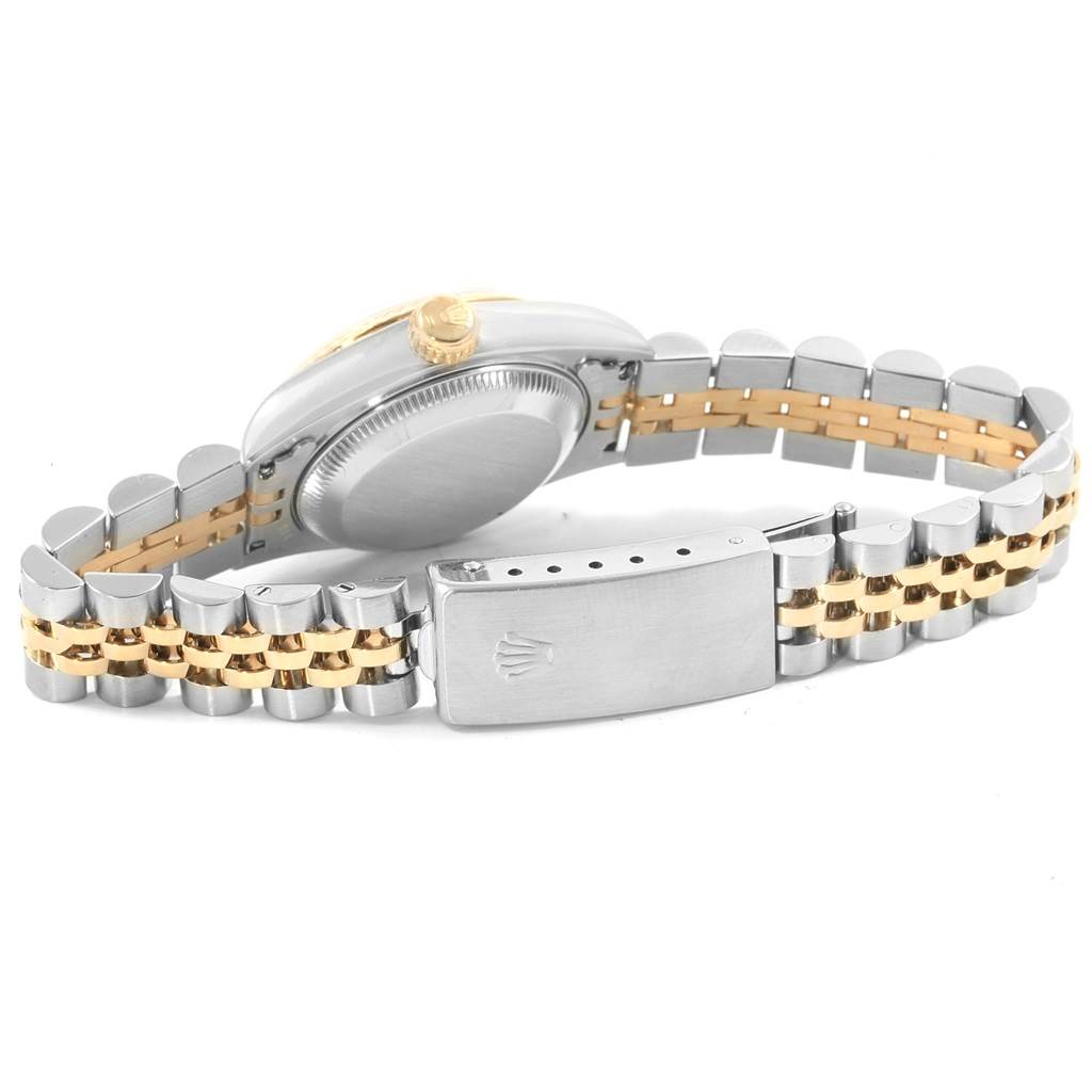 The image shows the side and back view of a Rolex Datejust 69173 Women's Stainless Steel Beige Dial 69173 Women's Stainless Steel Beige Dial watch, focusing on the clasp, bracelet, and case back.