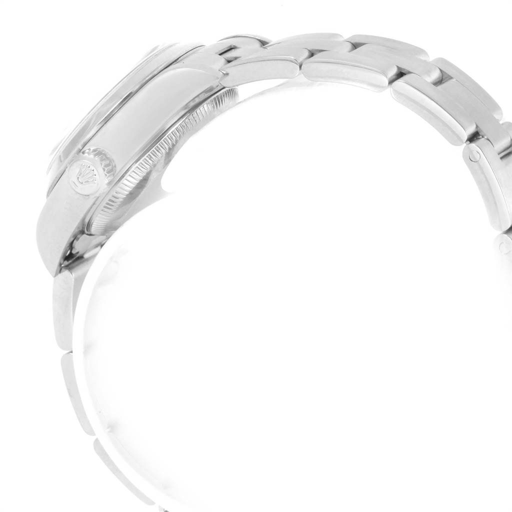 The image shows a side view of a Rolex Datejust 79160 Women's Stainless Steel White Dial 79160 Women's Stainless Steel White Dial watch, focusing on the crown, case, and part of the bracelet.