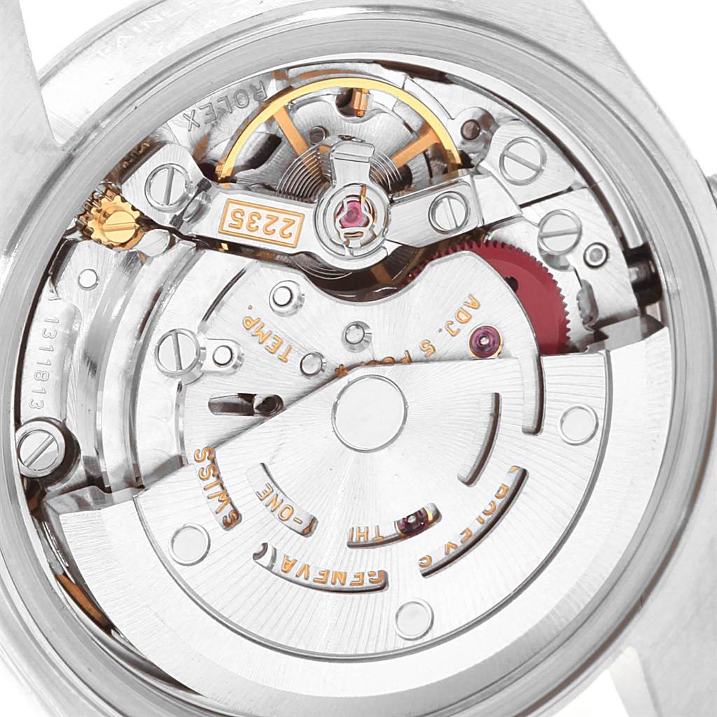 The image shows the movement of the Rolex Datejust 79190 Women's Stainless Steel White Dial 79190 Women's Stainless Steel White Dial watch from the back, revealing intricate gears and mechanisms.