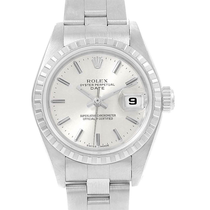 Rolex Date Silver Dial Oyster Bracelet Ladies Watch 79240 Box SwissWatchExpo