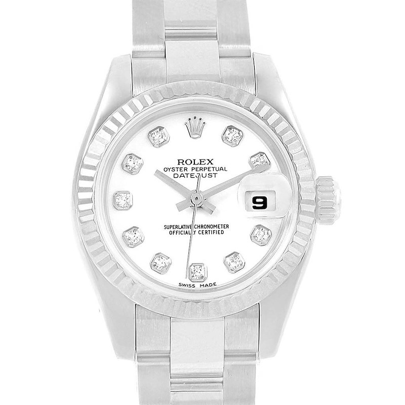 Rolex Datejust Steel White Gold Diamond Ladies Watch 179174 Box Papers SwissWatchExpo