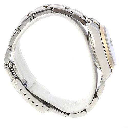 The image shows a side view of a Rolex Datejust 79163 Women's Yellow Gold Champagne Dial 79163 Women's Yellow Gold Champagne Dial watch, highlighting the bracelet, lugs, and case profile.