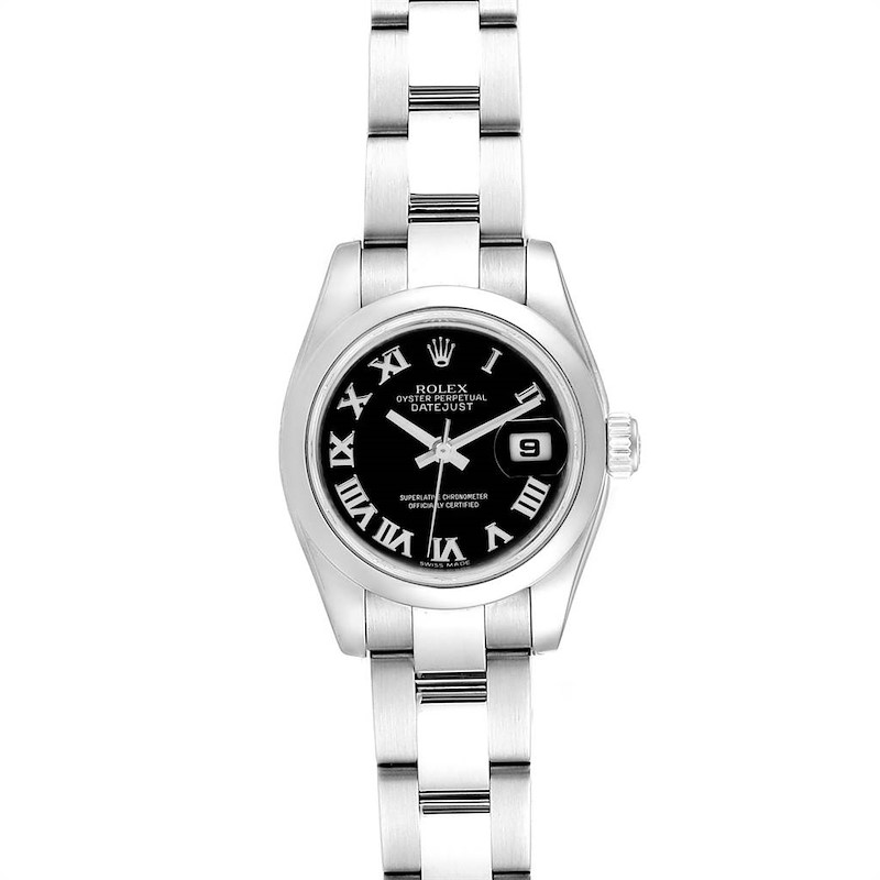 Rolex Datejust 26 Black Roman Dial Ladies Watch 179160 Box Card SwissWatchExpo