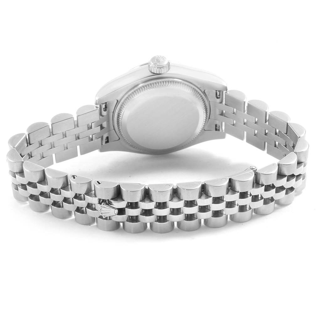 This image shows the back of the case and the bracelet of the Rolex Datejust 179174 Women's Stainless Steel Mother of Pearl Dial 179174 Women's Stainless Steel Mother of Pearl Dial watch.