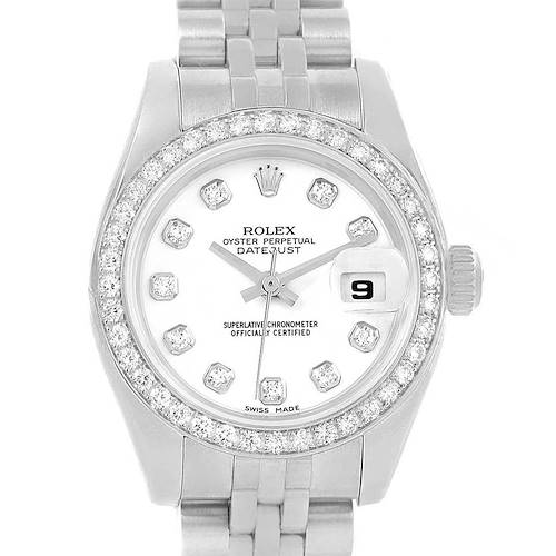 Photo of Rolex Datejust 26 Steel White Gold MOP Diamond Watch 179384 Box Card