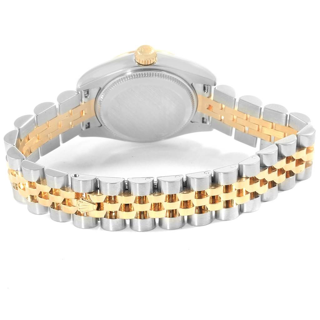 The image shows the back case and bracelet of a Rolex Datejust 179173 Women's Steel and Gold (two tone) Beige Dial 179173 Women's Steel and Gold (two tone) Beige Dial watch, featuring a two-tone metal design.