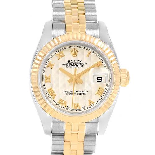 Photo of Rolex Datejust Steel Yellow Gold Pyramid Dial Ladies Watch 179173 Box papers