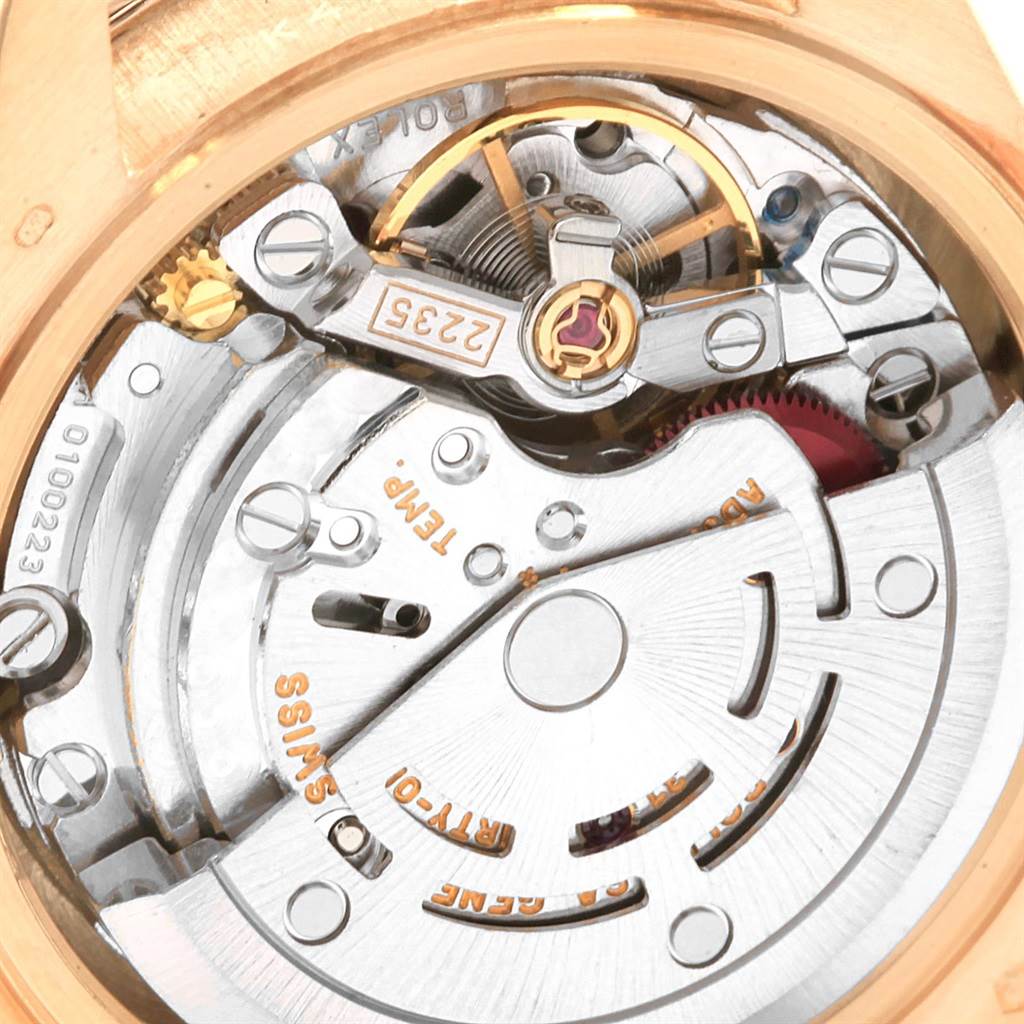The image shows a close-up of the movement mechanism of a Rolex Datejust 79178 Women's Yellow Gold White Dial 79178 Women's Yellow Gold White Dial watch.