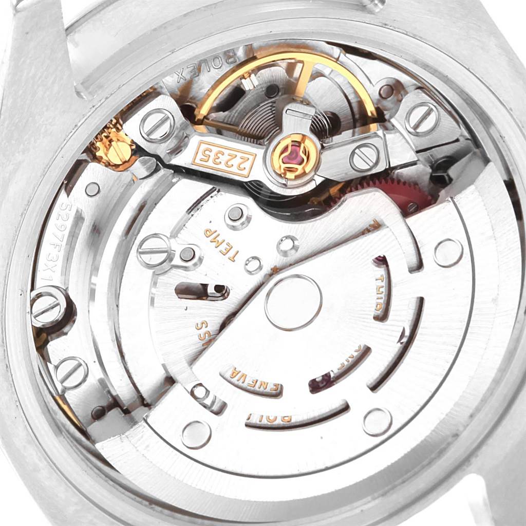 This image shows the intricate internal movement mechanism of a Rolex Datejust 179160 Women's Stainless Steel Blue Dial 179160 Women's Stainless Steel Blue Dial watch, viewed from the back.