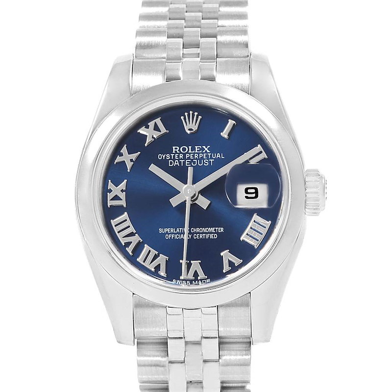 Rolex Datejust 26 Blue Roman Dial Ladies Watch 179160 Box Card SwissWatchExpo