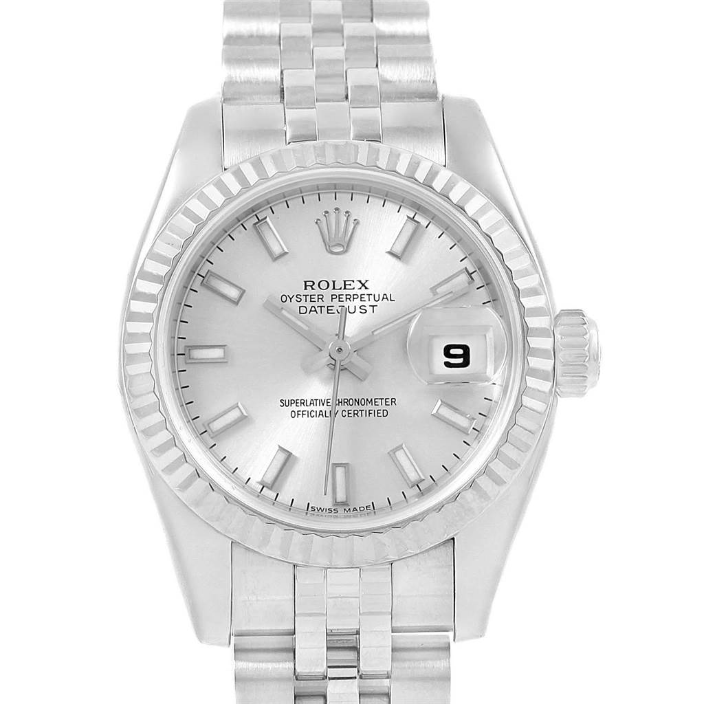 Rolex Datejust 26 Steel White Gold Silver Baton Dial Ladies Watch ...