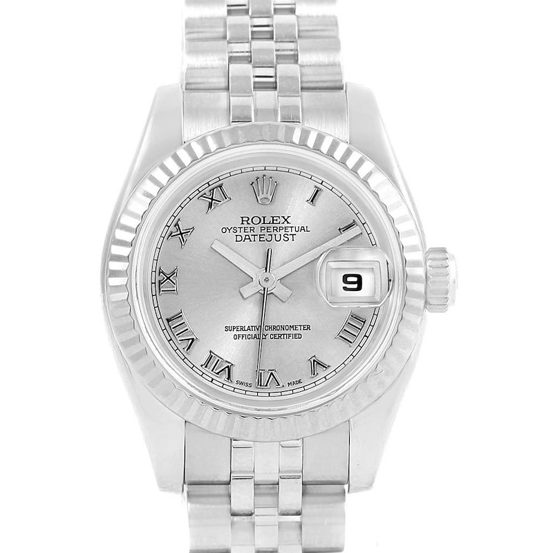 Rolex Datejust Steel White Gold Silver Roman Dial Ladies Watch 179174 SwissWatchExpo