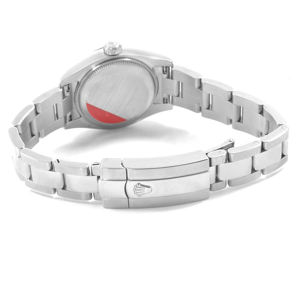 The image shows the back and clasp of a Rolex Datejust 179160 Women's Stainless Steel Silver Dial 179160 Women's Stainless Steel Silver Dial watch at a rear angle.