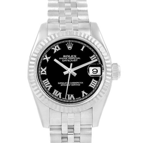 Photo of Rolex Datejust Steel White Gold Black Roman Dial Ladies Watch 179174