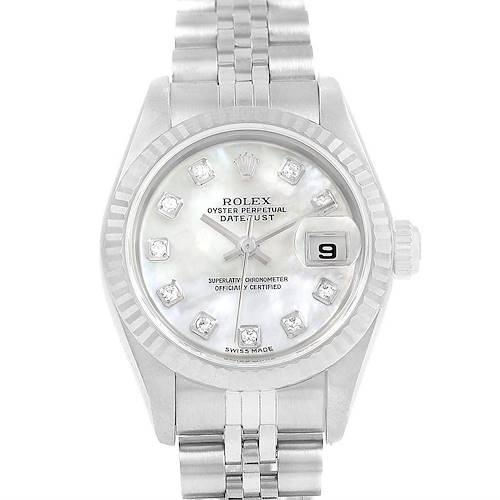 Photo of Rolex Datejust MOP Diamond Steel White Gold Ladies Watch 79174 Box Papers